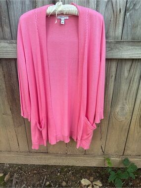 Isaac Mizrahi cotton blend pink cardigan